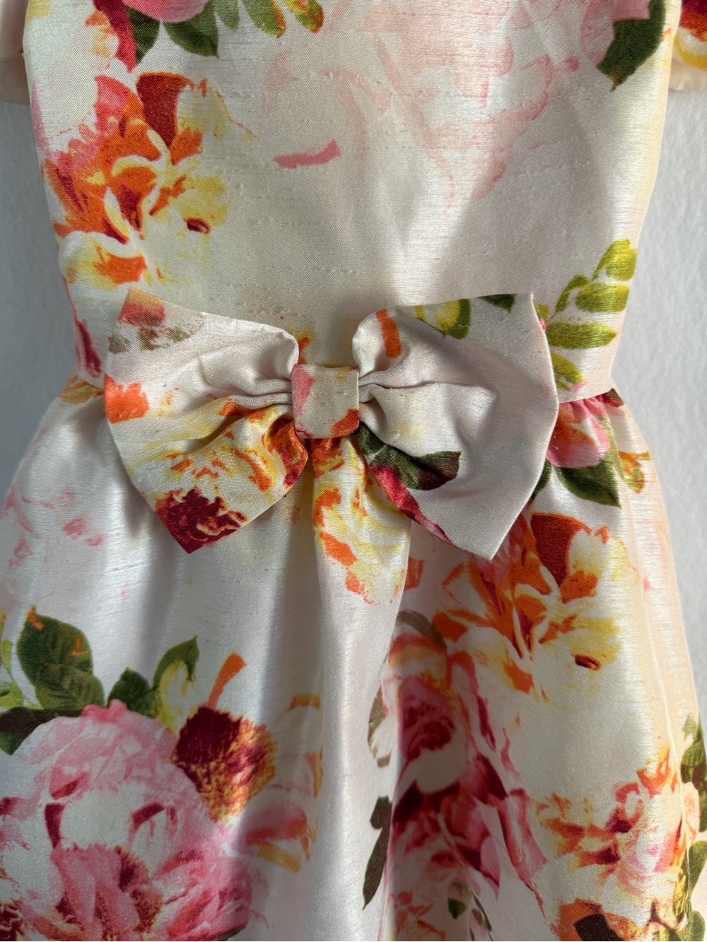Bonnie Jean Pink Floral Cold-Shoulder Party Dress with Bow Size 5 - Picture 2 of 4